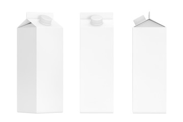 Blank Milk or Juice Carton Boxes. 3d Rendering
