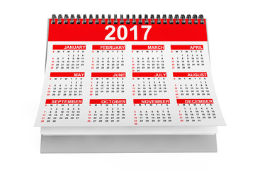 2017 Year Desktop Calendar. 3d Rendering