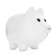 White Piggy bank style money box. 3d Rendering