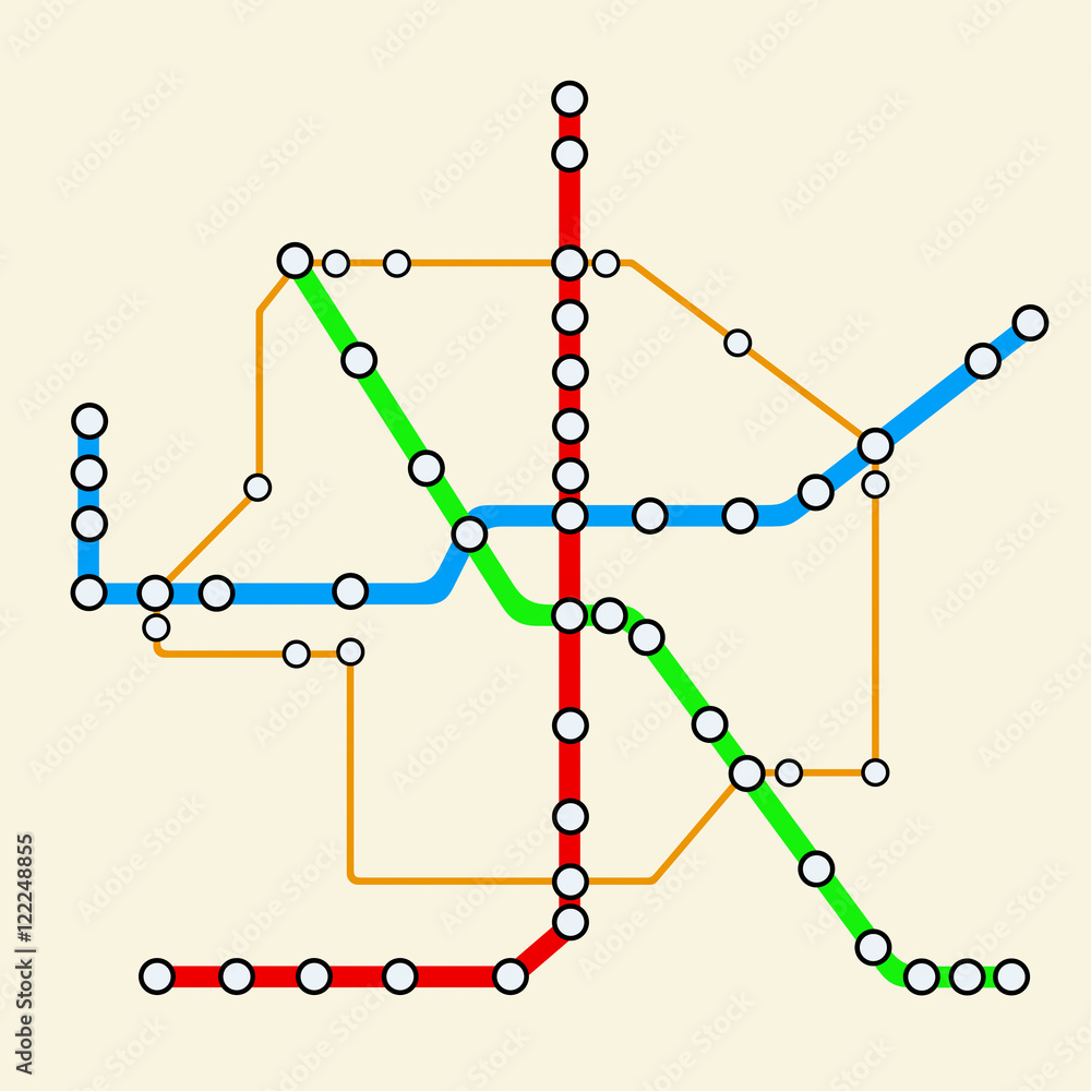 Poster abstract transportation metro or subway map. 3d rendering