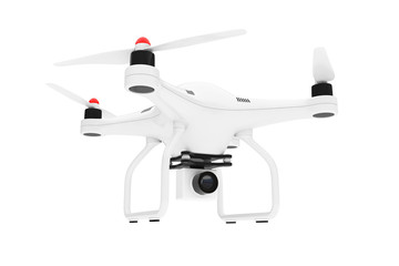 White Quadrocopter drone with Photo Camera. 3d Rendering