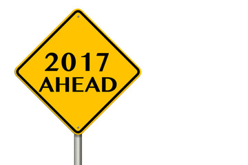 2017 year Ahead traffic sign. 3d rendering