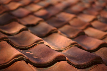 Sun beams on roof tiles
