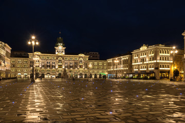 Fototapeta na wymiar The Piazza Dell Unita D'Italia in the city of Trieste in Italy