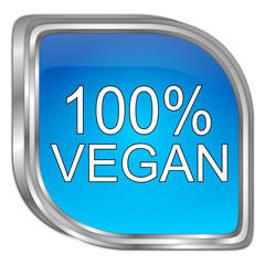 100% Vegan Button - 3D illustration