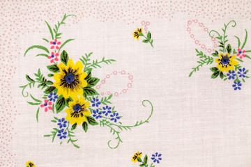 Vintage textile texture with beautiful, fine embroidery