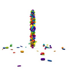 litera i z prostych figur 3D © vempireart