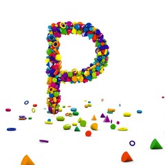 litera p z prostych figur 3D