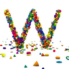 litera W z prostych figur 3D © vempireart