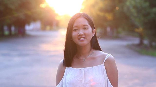 Asian Girl Beautiful Female Portrait Look to Camera