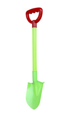 shovel with a handle on a white background, plastic shovel toys