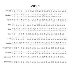 Calendar template 2017 on white background
