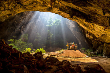 Beautiful light in cave and Palace, South Thailand