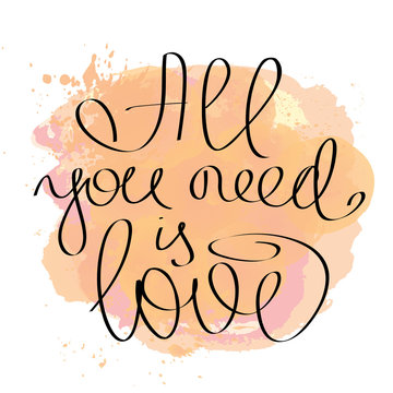 ALL YOU NEED IS LOVE hand drawn lettering card 