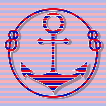 Blue and red line anchor with rope