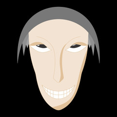 Sinister face. Thin face. Unpleasant face. Black background. Vector illustration.