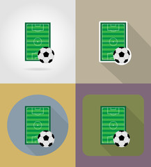 football soccer stadiun field flat icons vector illustration