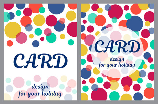 Universal modern card templates with colorful circles for holida
