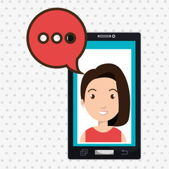 smartphone woman speech bubble vector illustration eps 10