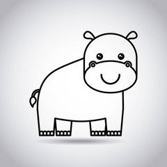 tender cute hippo card icon vector illustration design