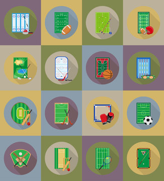 court playground stadium and field for sports games flat icons v