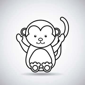 tender cute monkey card icon vector illustration design