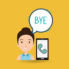woman smartphone bubble telephone vector illustration eps 10