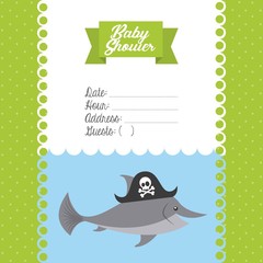 animal cute baby shower invitation vector illustration design
