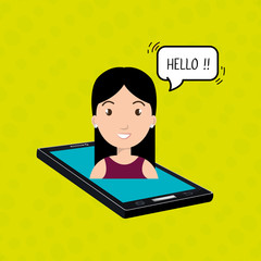 cellphone woman speech speak vector illustration eps 10
