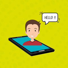 cellphone man speech speak vector illustration eps 10