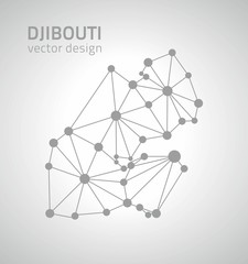 Djibouti outline vector grey triangle dot map