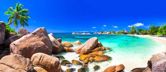 Crédence de cuisine en verre imprimé Plage tropicale plus belles plages tropicales - Seychelles, île de Praslin
