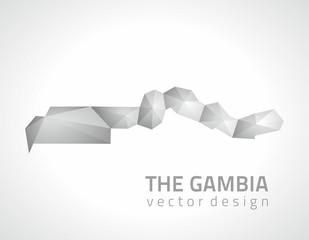 Gambia grey vector polygonal triangle map of Africa
