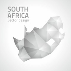 Republic of South Africa grey and silver perspective triangle map