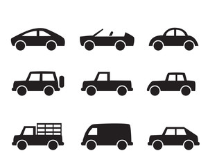 Set of car icons in simple style