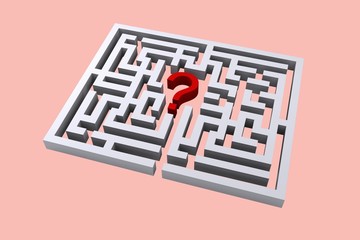 question mark in center of maze graphic