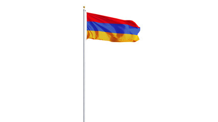 Armenia flag waving on white background, long shot, isolated with clipping path mask alpha channel transparency