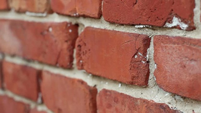The exterior of a habitable house. Panoramic view of the wall from red brick. HD