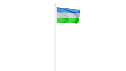 Molossia flag waving on white background, long shot, isolated with clipping path mask alpha channel transparency