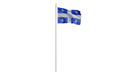 Obraz premium Quebec flag waving on white background, long shot, isolated with clipping path mask alpha channel transparency