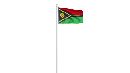 Vanuatu flag waving on white background, long shot, isolated with clipping path mask alpha channel...