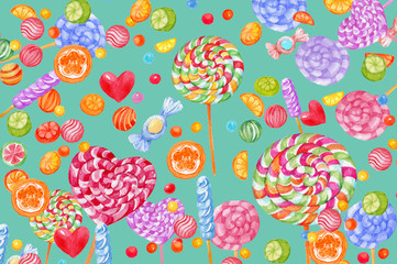 акварель,леденцы,конфеты,сладости