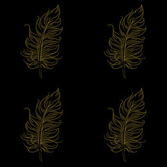 Golden feather decor seamless pattern. Vector illustration for your design