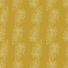 Golden feather decor seamless pattern. Vector illustration for your design