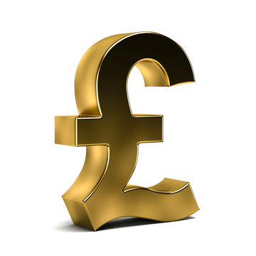 3D Golden Pound Currency Symbol