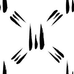 Hand drawn brush ink grunge black and white seamless textures. Vector illustration for your design