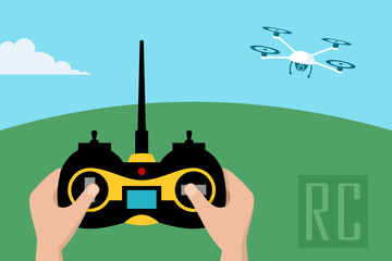 Remote control for drone in hands