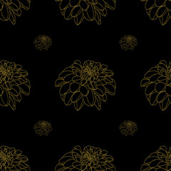 Golden peony decor seamless pattern. Vector illustration for your design