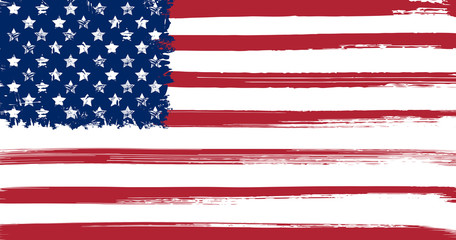 Fototapeta premium USA flag with ink grunge elements