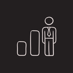 Businessman and graph sketch icon.